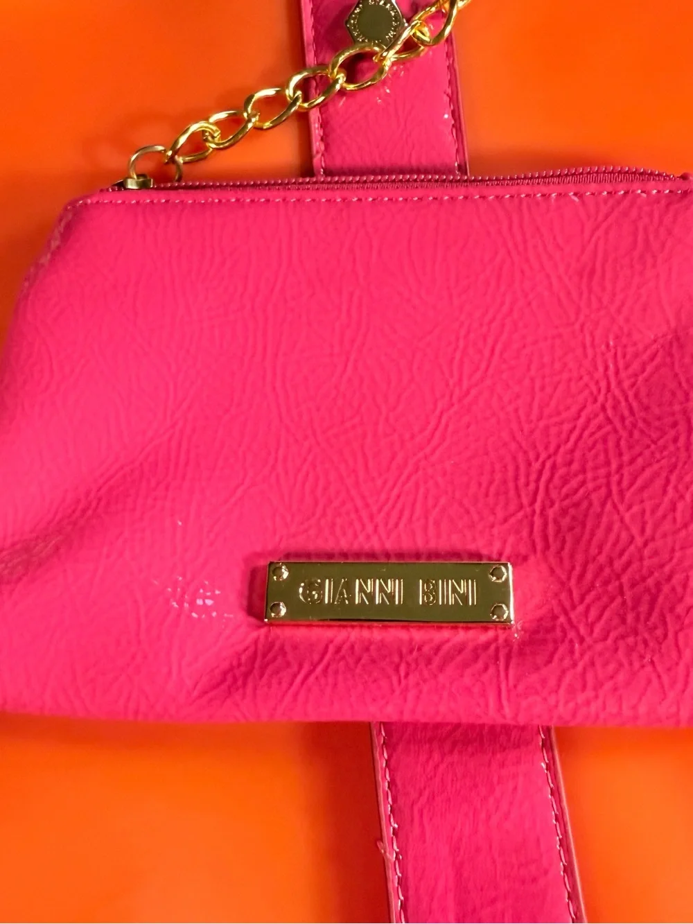 Gianni Bini Bright Orange & Hot Pink Jelly Tote with Detachable Wristlet Pouch